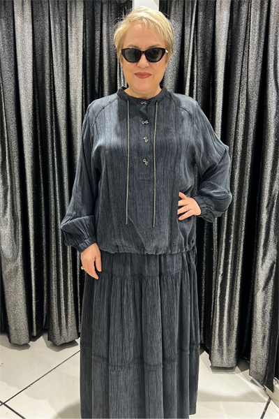 Selma Büyük Beden Hakim Yaka İkili Takım