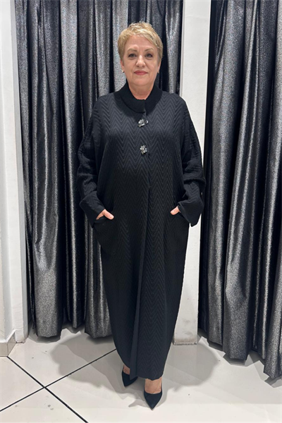 Selma Büyük Beden Hakim Yaka Triko Kap Modeli
