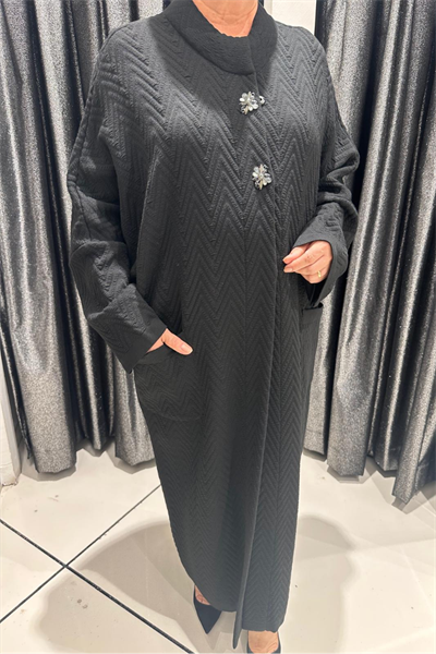 Selma Büyük Beden Hakim Yaka Triko Kap Modeli