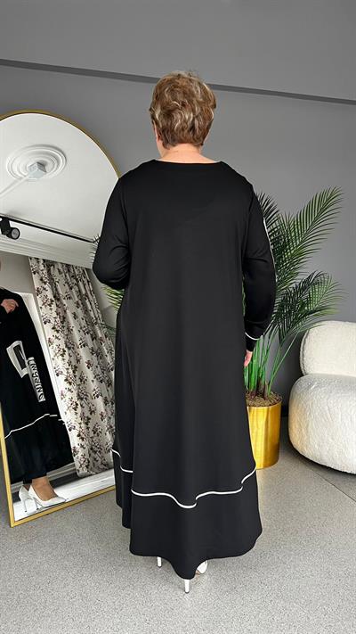 Selma Büyük Beden Yazı Detaylı Elbise