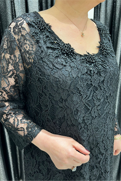Selma Büyük Beden İç Elbiseli Dantel Takım