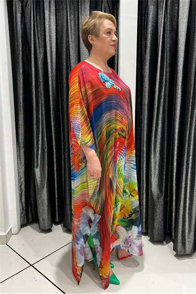 Selma Büyük Beden İçlikli Şifon Elbise Kombini