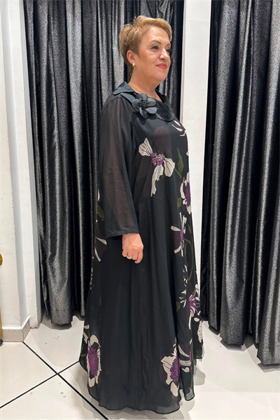 Selma Büyük Beden İçlikli Şifon Krep Elbise