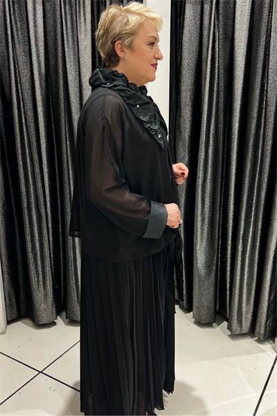 Selma Büyük Beden İki Parça Siyah Takım Elbise