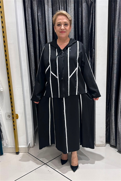 Selma Büyük Beden İnce Çelik Kumaş Elbise Üzeri Hırka Modeli