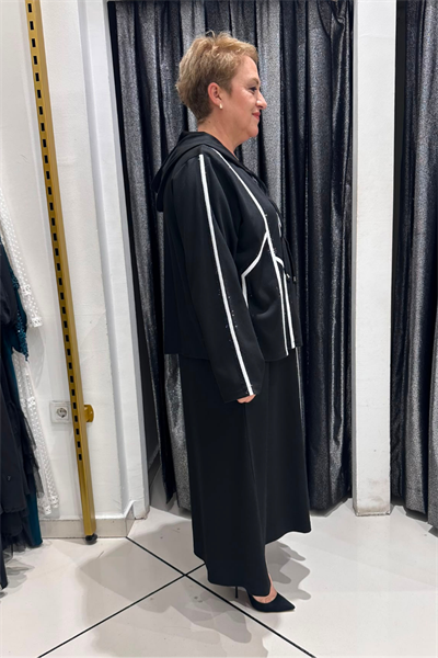 Selma Büyük Beden İnce Çelik Kumaş Elbise Üzeri Hırka Modeli
