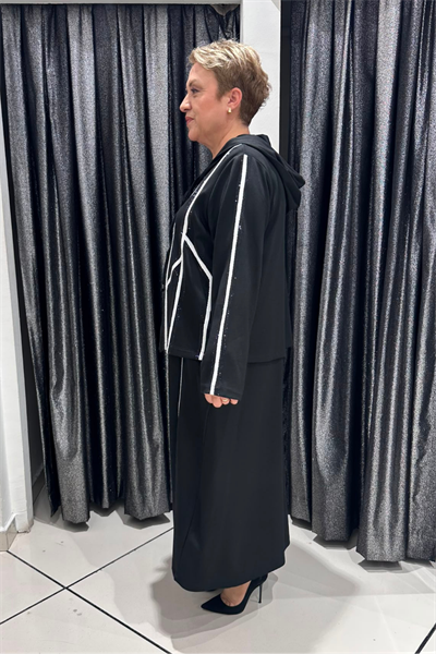 Selma Büyük Beden İnce Çelik Kumaş Elbise Üzeri Hırka Modeli