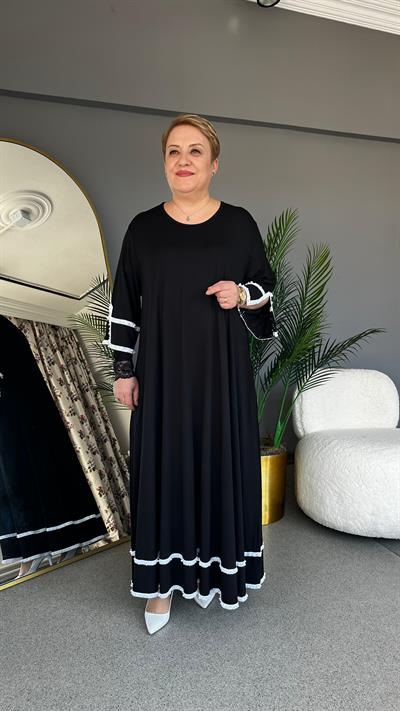 Selma Büyük Beden İnci Bantlı Elbise