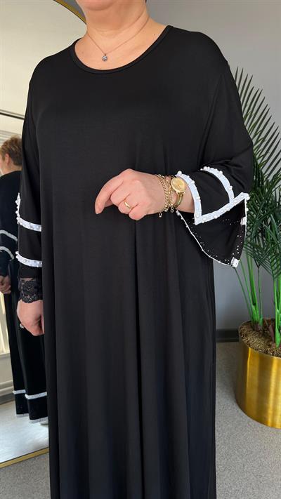 Selma Büyük Beden İnci Bantlı Elbise