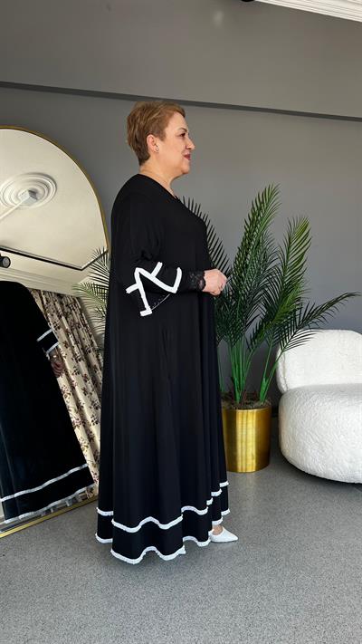 Selma Büyük Beden İnci Bantlı Elbise