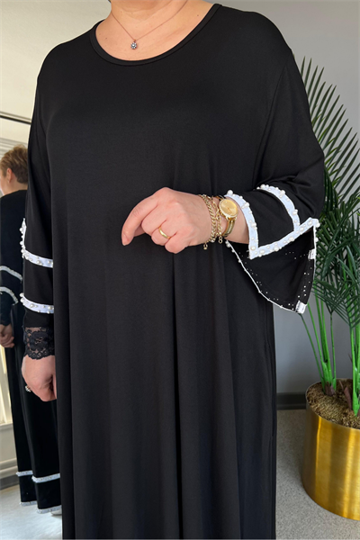 Selma Büyük Beden İnci Bantlı Elbise