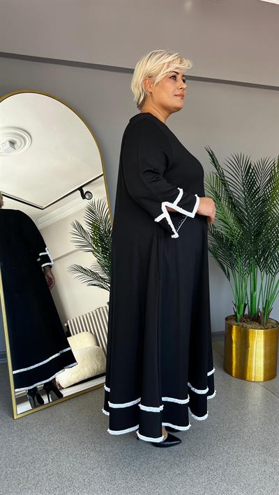 Selma Büyük Beden İnci Bantlı Elbise