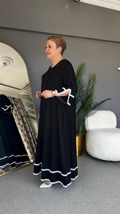 Selma Büyük Beden İnci Bantlı Elbise