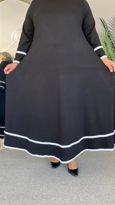 Selma Büyük Beden İnci Bantlı Elbise