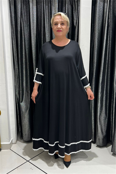 Selma Büyük Beden İnci Bantlı Elbise