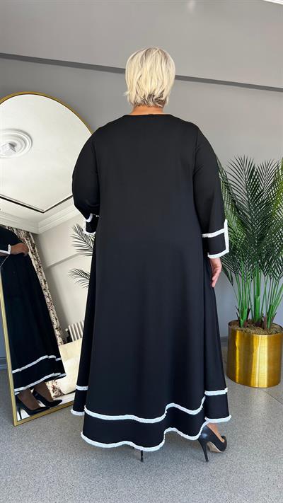 Selma Büyük Beden İnci Bantlı Elbise