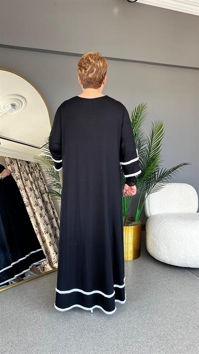 Selma Büyük Beden İnci Bantlı Elbise