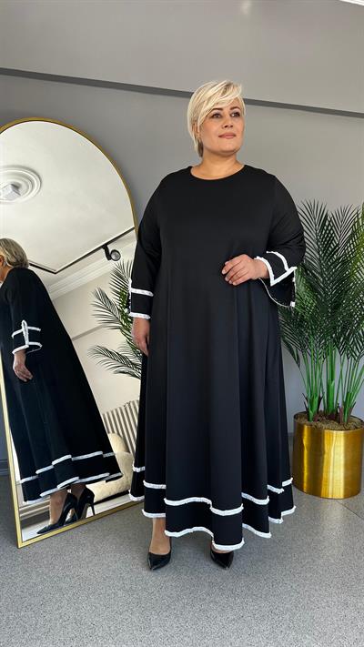 Selma Büyük Beden İnci Bantlı Elbise