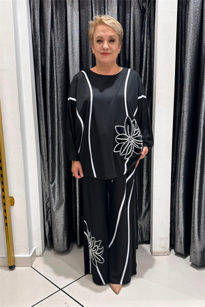 Selma Büyük Beden İnci Çiçekli Takım