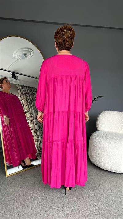 Selma Büyük Beden İnci İşlemeli Elbise