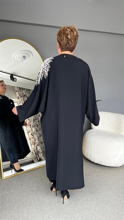 Selma Büyük Beden İnci İşlemeli Elbise