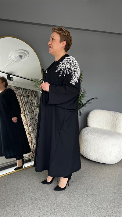 Selma Büyük Beden İnci İşlemeli Elbise