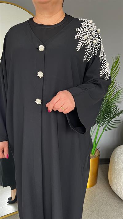 Selma Büyük Beden İnci İşlemeli Elbise