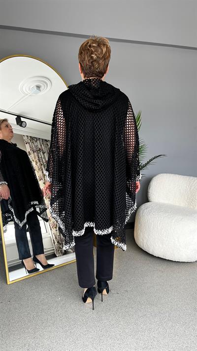 Selma Büyük Beden İnci İşlemeli File Panço