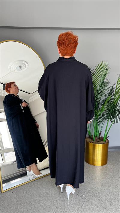 Selma Büyük Beden İnci Yakalı Elbise