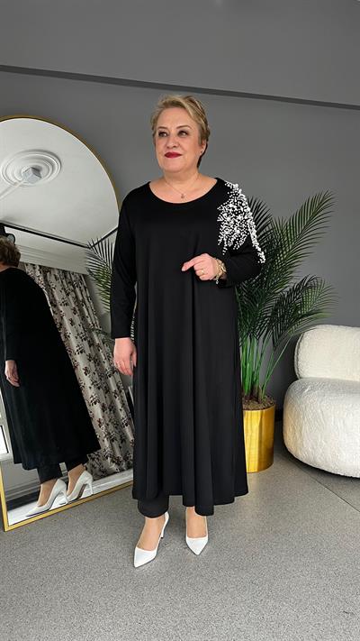 Selma Büyük Beden İnci Zarafeti Elbisesi