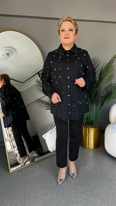 Selma Büyük Beden İncili Gömlek