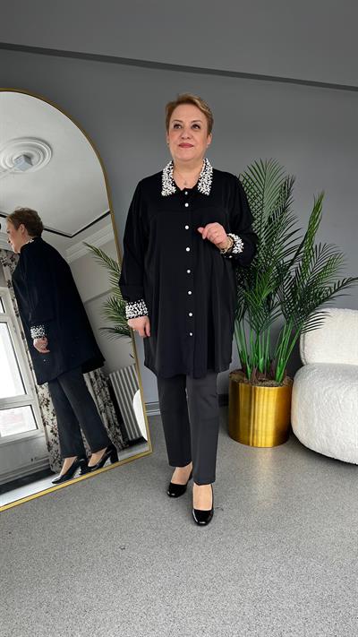 Selma Büyük Beden İncili Gömlek