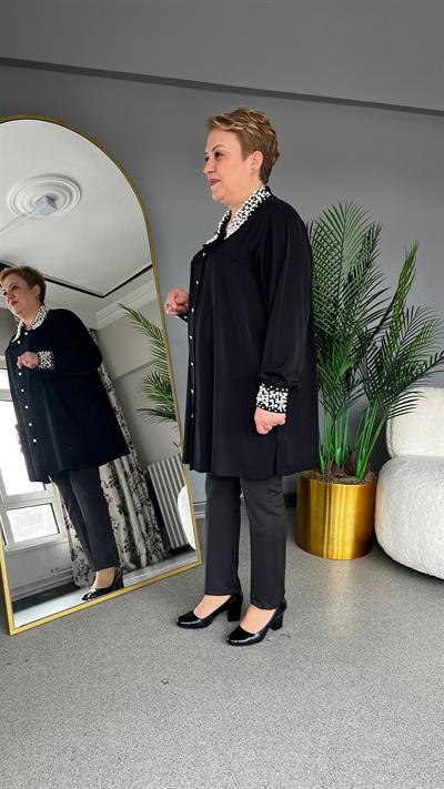 Selma Büyük Beden İncili Gömlek