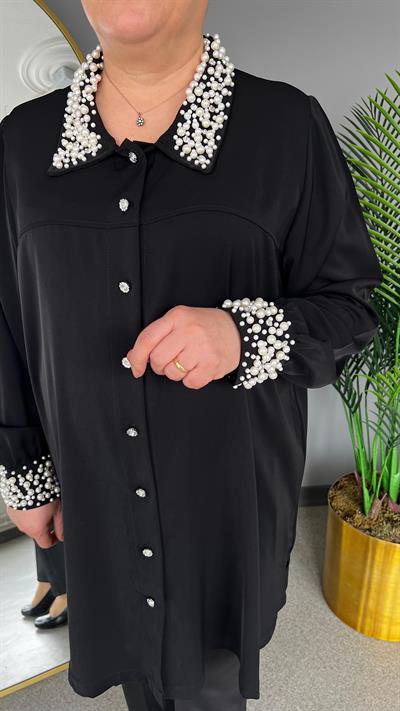 Selma Büyük Beden İncili Gömlek