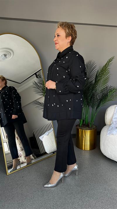 Selma Büyük Beden İncili Gömlek