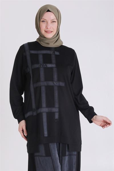 Selma Büyük Beden İpek Kupra Pantolonlu Takım