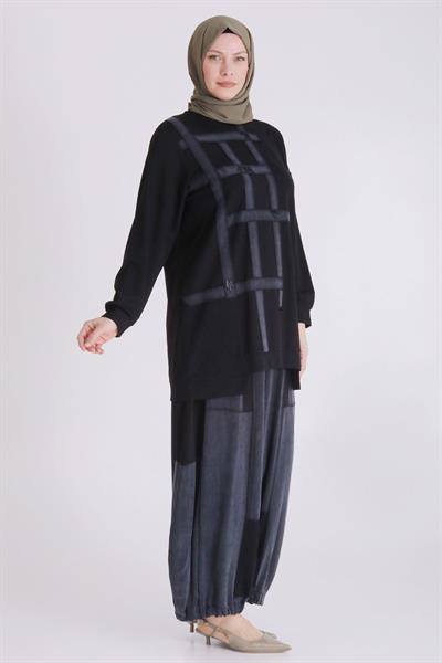 Selma Büyük Beden İpek Kupra Pantolonlu Takım