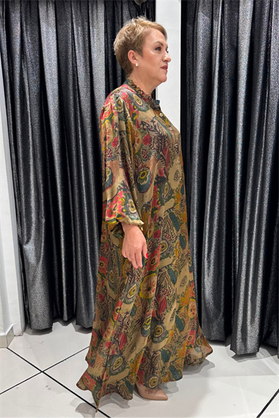 Selma Büyük Beden İpek Şifon Askılı İçlikli Elbise