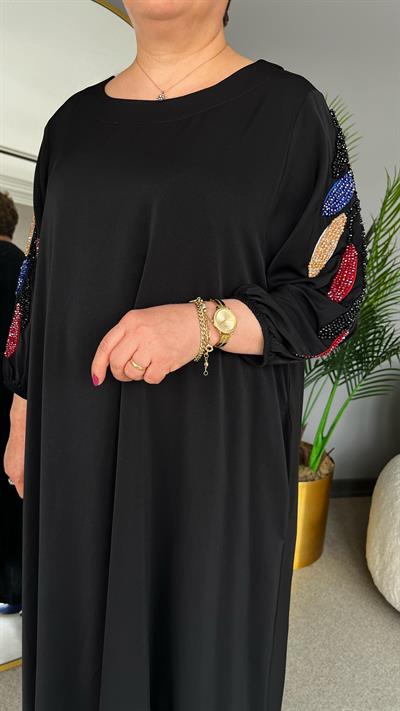 Selma Büyük Beden İşleme Kollu Elbise