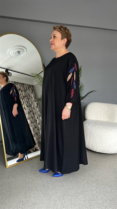 Selma Büyük Beden İşleme Kollu Elbise