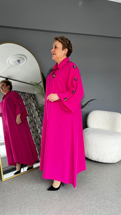 Selma Büyük Beden İşleme Taş Detaylı Elbise