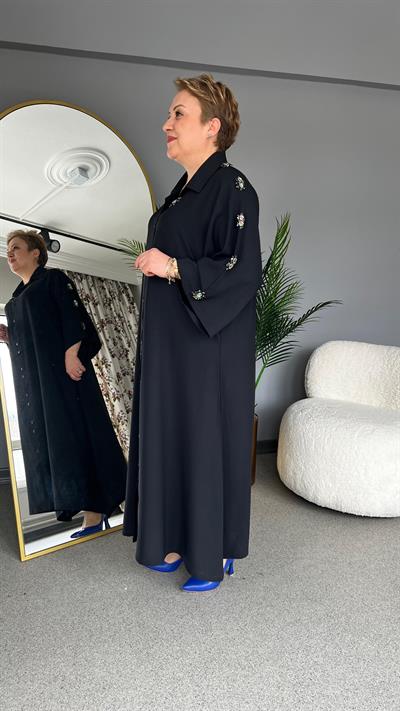 Selma Büyük Beden İşleme Taş Detaylı Elbise