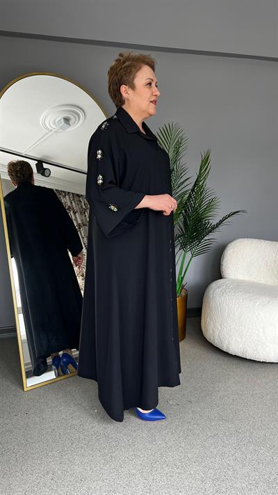 Selma Büyük Beden İşleme Taş Detaylı Elbise