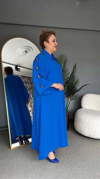 Selma Büyük Beden İşleme Taş Detaylı Elbise