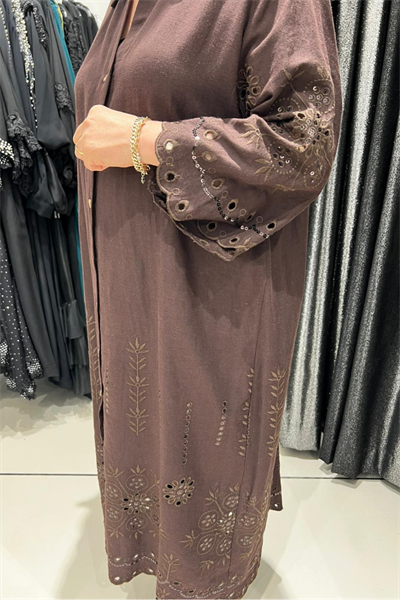 Selma Büyük Beden İşlemeli Gömlek Elbise