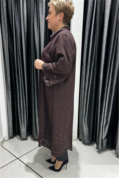Selma Büyük Beden İşlemeli Gömlek Elbise