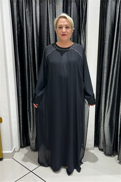 Selma Büyük Beden İşlemeli Kol Detaylı Elbise