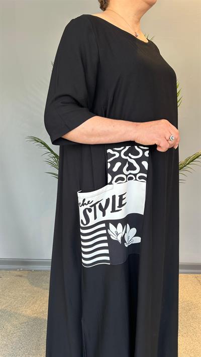 Selma Büyük Beden İşlemeli Viskon Elbise