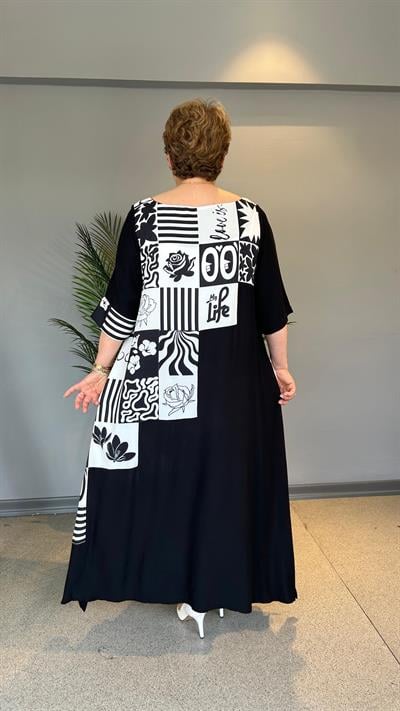 Selma Büyük Beden İşlemeli Viskon Elbise