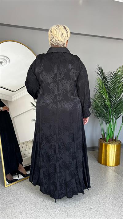 Selma Büyük Beden Jakarlı Saten Elbise